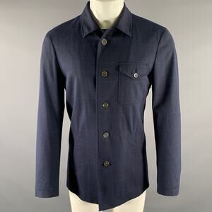 KLEIN EPSTEIN & PARKER Size XL Navy Plaid Wool Blend Jacket